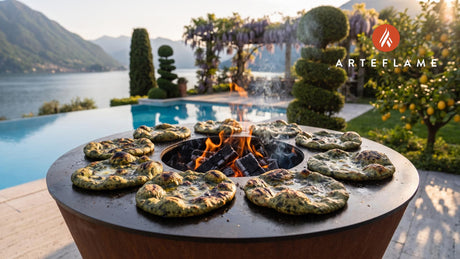 Grilled Laverbread Flatbreads (Welsh Style) cooking on an Arteflame grill