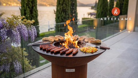 Fire-Kissed Grilled Hot Dogs (Indiana Style) cooking on an Arteflame grill