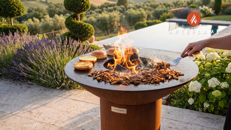 Wood-Fired Pulled Mushroom Sandwich (Indiana Style) cooking on an Arteflame grill