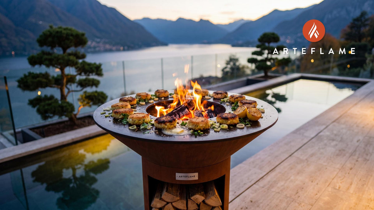 Smoked Haddock & Leek Fishcakes (Welsh Style) cooking on an Arteflame grill