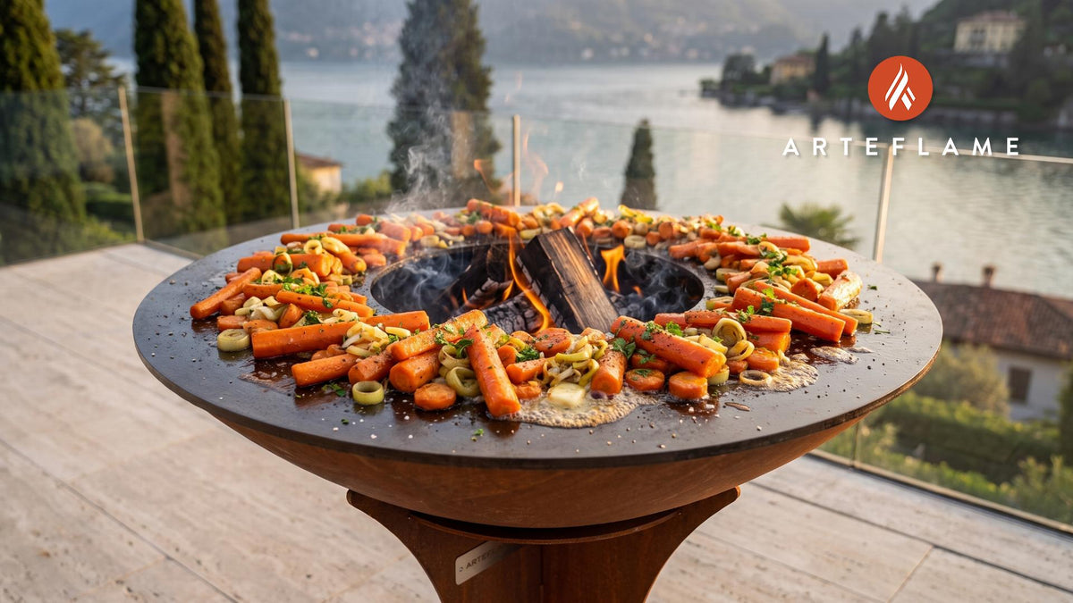Honey Glazed Carrots (Welsh Style) cooking on an Arteflame grill