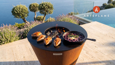 Grilled Pigeon Breast with Blackberry Sauce (Welsh Style) cooking on an Arteflame grill