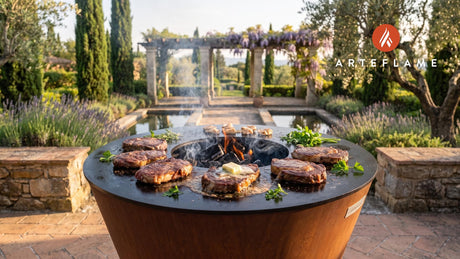 Roast Swede Steaks with Herb Butter (Welsh Style) cooking on an Arteflame grill