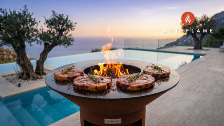 Honey Glazed Ham Steaks (Iowa Style) cooking on an Arteflame grill
