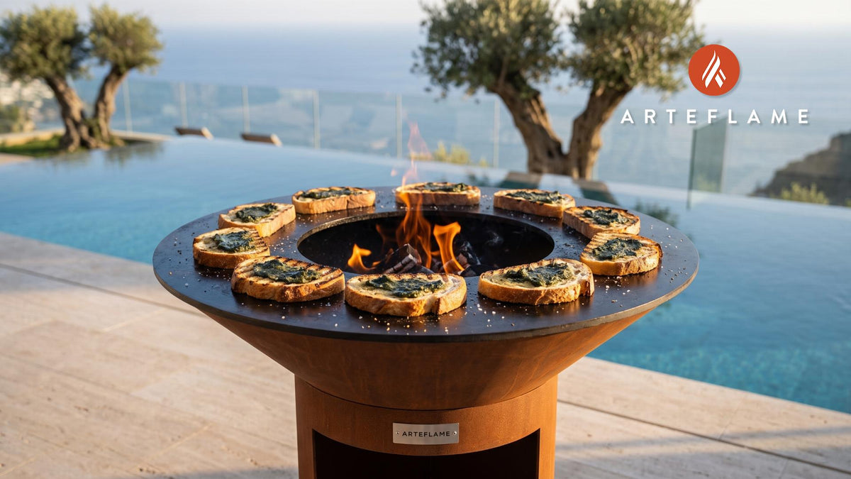 Grilled Sourdough with Laverbread Butter (Welsh Style) cooking on an Arteflame grill