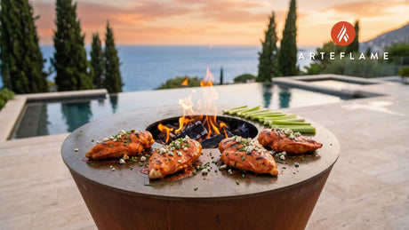Grilled Buffalo Chicken Breast (Iowa Style) cooking on an Arteflame grill