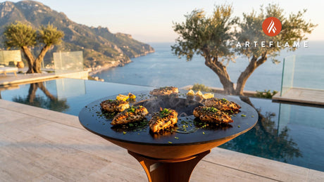Grilled Chicken with Styrian Pumpkin Seed Oil cooking on an Arteflame grill