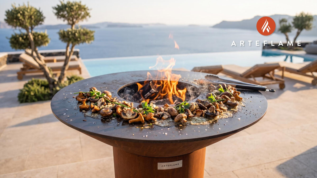 Garlic Butter Mushrooms cooking on an Arteflame grill