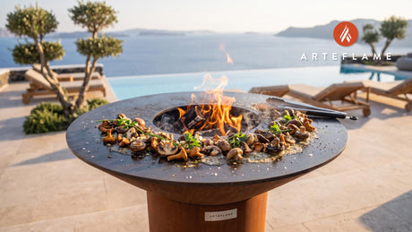 Garlic Butter Mushrooms cooking on an Arteflame grill