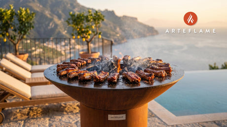 Tender Grilled Rib Tips (Iowa Style) cooking on an Arteflame grill