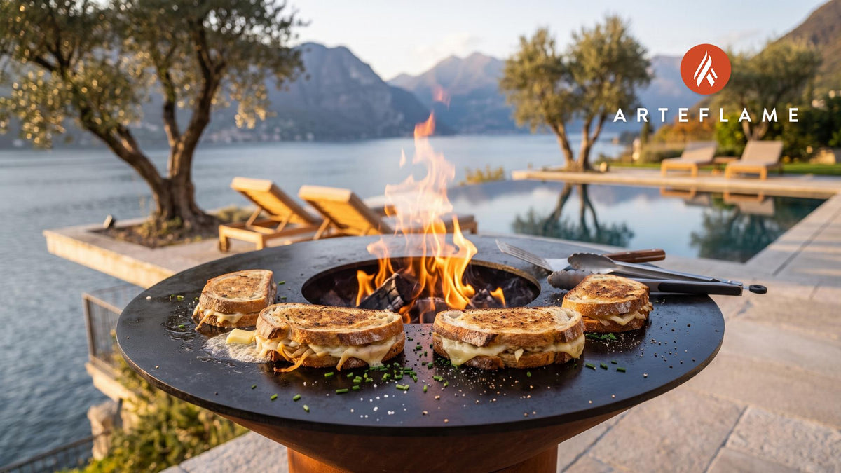 Grilled Mountain Cheese Sandwich (Austrian Rustic) cooking on an Arteflame grill