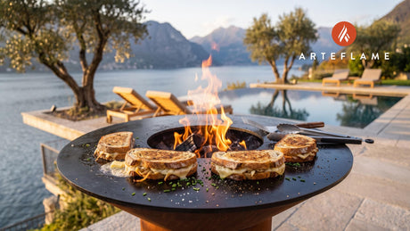 Grilled Mountain Cheese Sandwich (Austrian Rustic) cooking on an Arteflame grill