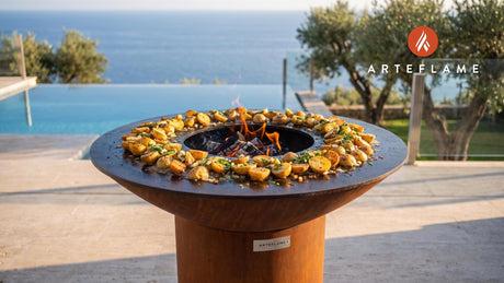 Grilled Herb Potatoes (Austrian Butter Style) cooking on an Arteflame grill