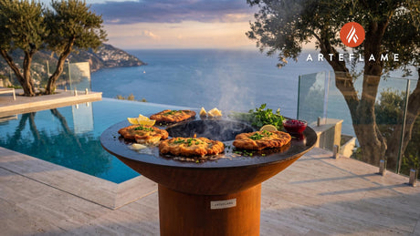 Grilled Wiener Schnitzel (Austrian Style) cooking on an Arteflame grill