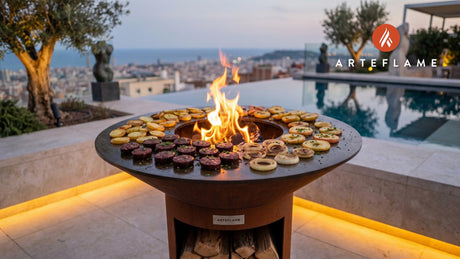 Crispy Grilled Blood Sausage (Austrian Style) cooking on an Arteflame grill