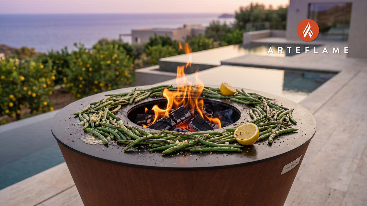 Charred Green Beans Garlic Butter (Iowa Style) cooking on an Arteflame grill