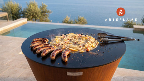 Smoked Bratwurst & Sauerkraut (Austrian Style) cooking on an Arteflame grill
