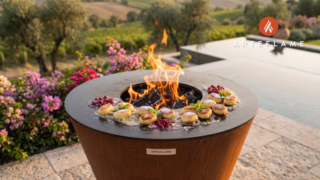 Grilled Semolina Dumplings & Cranberries (Austrian) cooking on an Arteflame grill