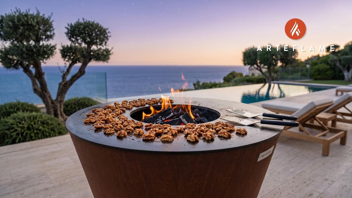 Grilled Honeyed Walnuts (Austrian Style) cooking on an Arteflame grill