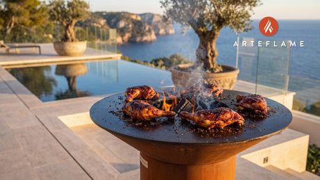 Juicy BBQ Chicken Quarters (Kansas City Style) cooking on an Arteflame grill