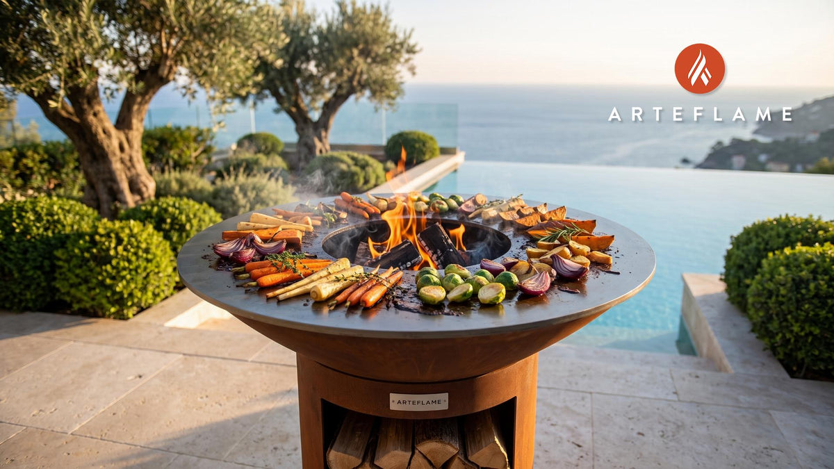 Balsamic Roasted Winter Vegetables (Austrian Style) cooking on an Arteflame grill