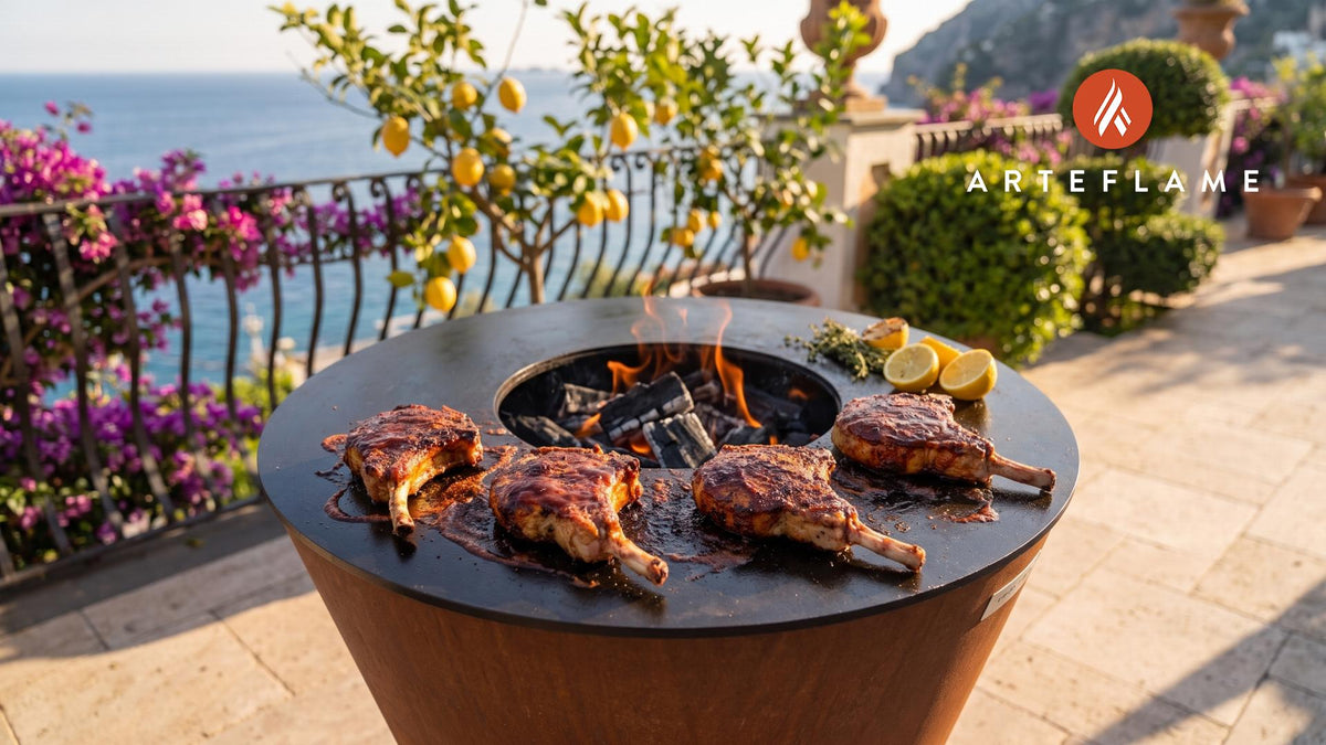 Juicy BBQ Pork Chops (Kansas City Style) cooking on an Arteflame grill