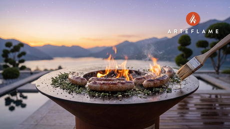 Juicy Grilled Sausages (Swiss Alpine Herb) cooking on an Arteflame grill