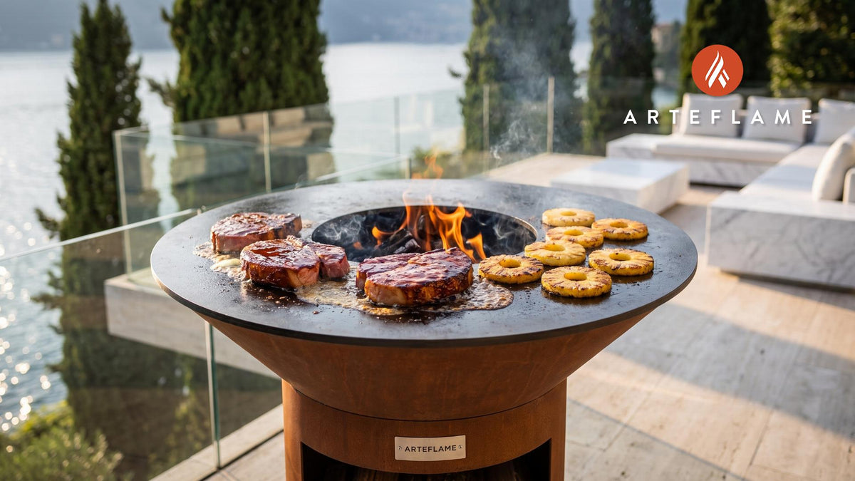 Pineapple Glazed Ham Steaks (Kansas Style) cooking on an Arteflame grill