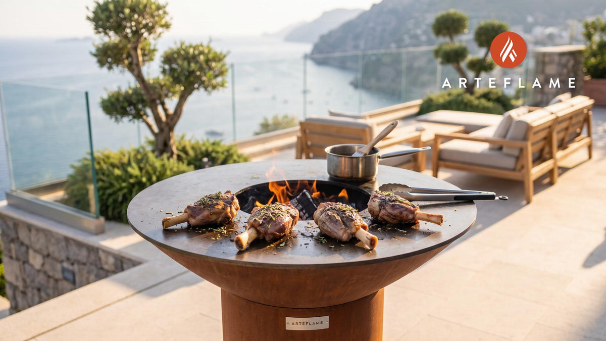 Tender Grilled Veal Shanks (Swiss Zürcher Style) cooking on an Arteflame grill