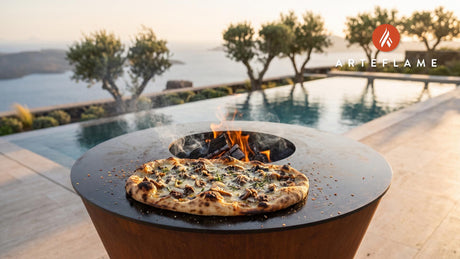 Swiss Mushroom Herb Flatbread cooking on an Arteflame grill