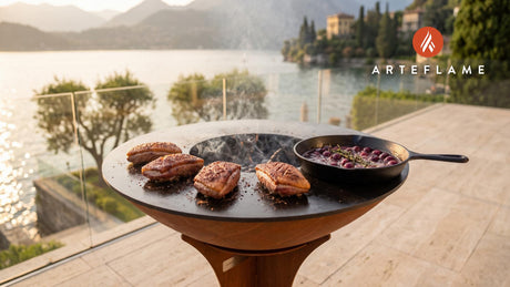 Smoked Duck Breast with Cherry Glaze (Kansas Style) cooking on an Arteflame grill