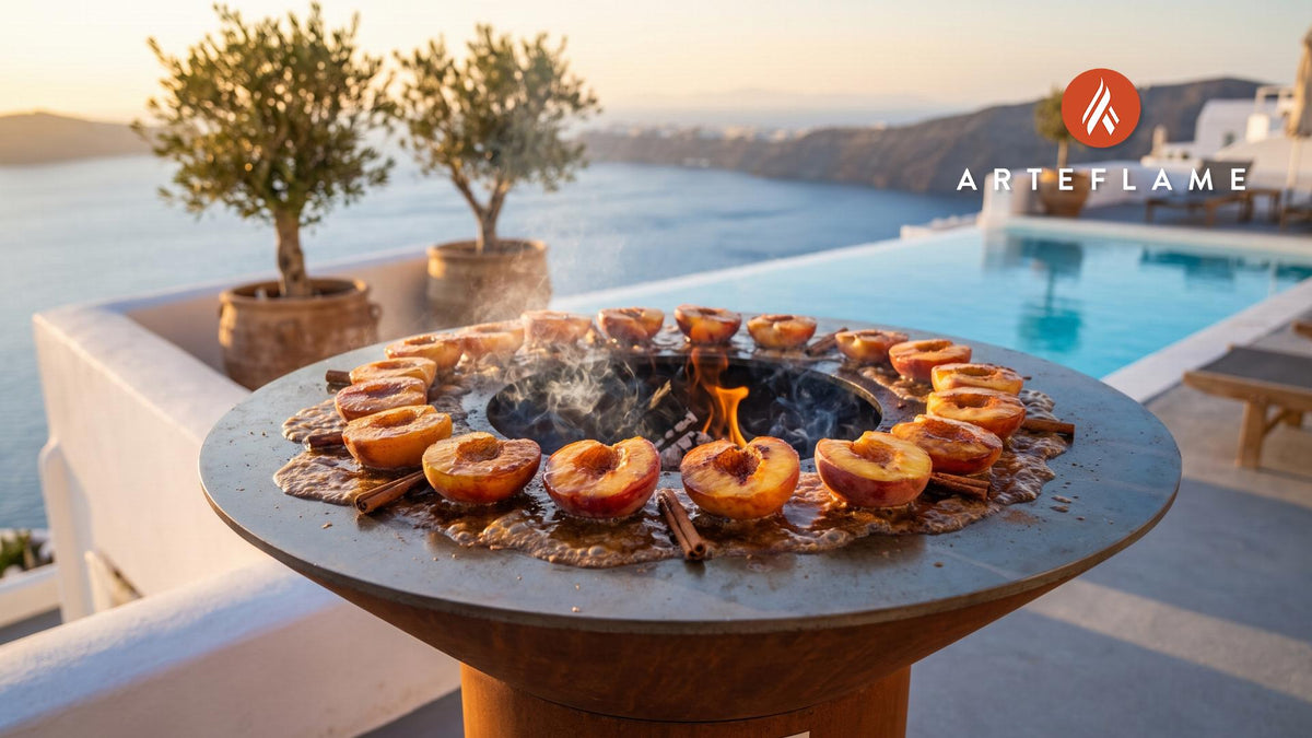 Grilled Peaches cooking on an Arteflame grill