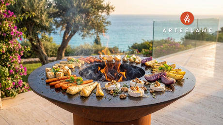 Grilled Winter Vegetables & Goat Cheese (Swiss Style) cooking on an Arteflame grill
