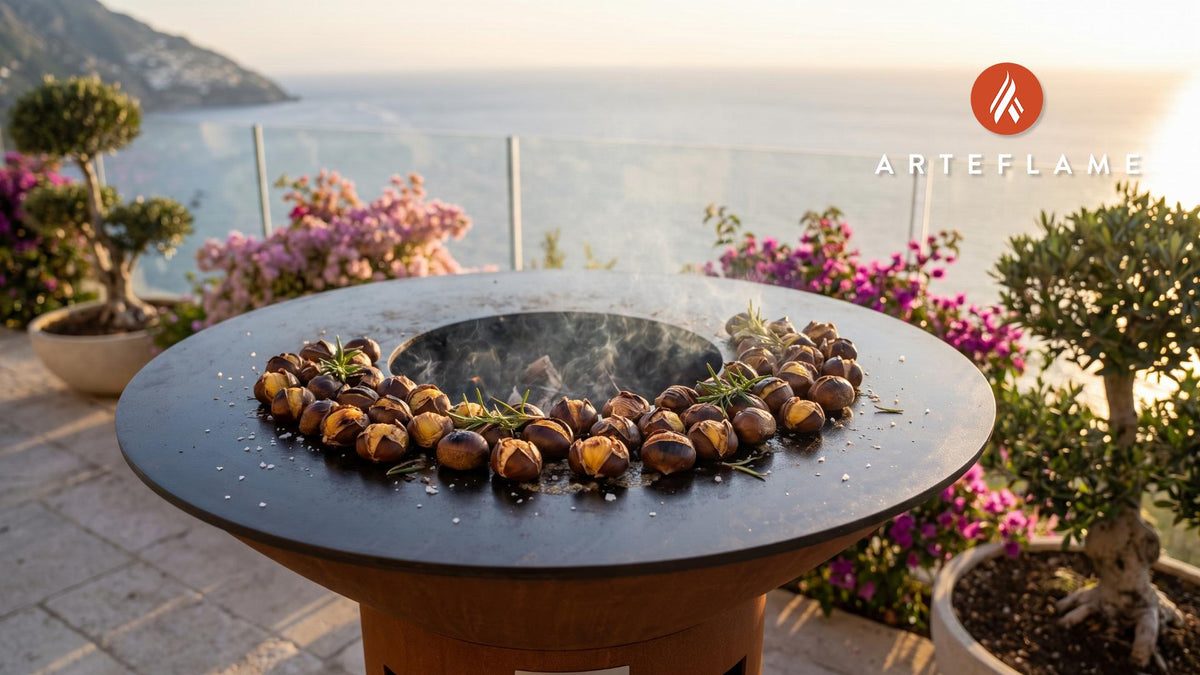 Grilled Chestnuts with Alpine Honey (Swiss Style) cooking on an Arteflame grill