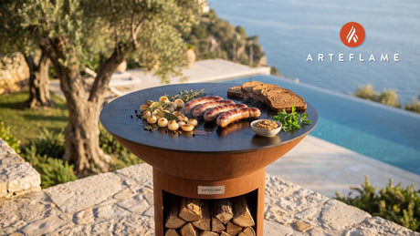 Grilled Salsiz with Pickled Onions (Swiss Style) cooking on an Arteflame grill