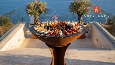 Swiss Chocolate Marshmallow Skewers cooking on an Arteflame grill
