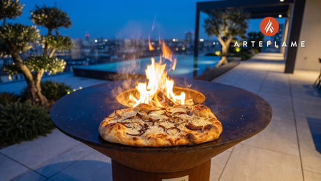 Crispy Cheese & Onion Flatbread (Swiss Ziger) cooking on an Arteflame grill