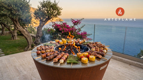 Grilled Burgoo Skewers (Kentucky Style) cooking on an Arteflame grill