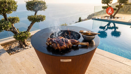 Smoked Mutton with Vinegar Sauce (Kentucky Style) cooking on an Arteflame grill
