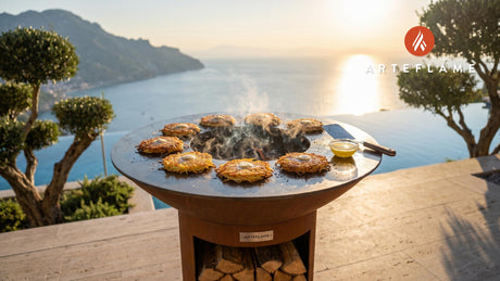 Crispy Swiss Roesti Buns cooking on an Arteflame grill