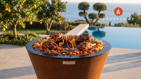 Tender Braised Veal Shank (Swiss Style) cooking on an Arteflame grill