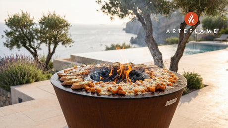 Crispy Pumpkin Gruyère Gratin (Swiss Style) cooking on an Arteflame grill
