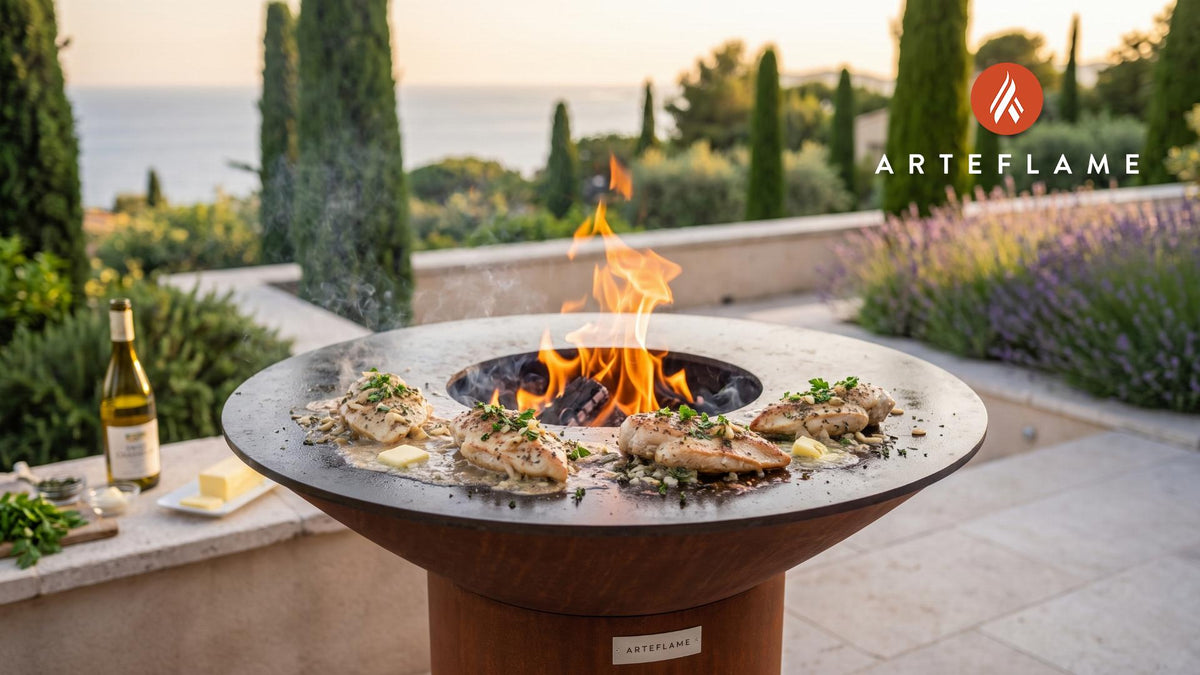 Juicy Grilled Chicken with Swiss Chasselas Wine cooking on an Arteflame grill