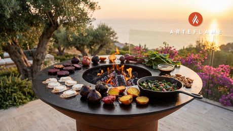 Roasted Beet Salad & Goat Cheese (Swiss Style) cooking on an Arteflame grill