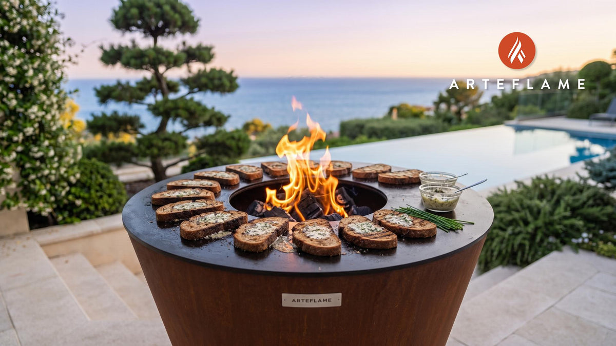 Grilled Rye Bread & Herbed Lard (Swiss Style) cooking on an Arteflame grill
