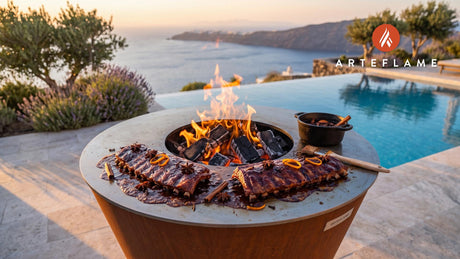 Mulled Wine Glazed Ribs (Swiss Spiced) cooking on an Arteflame grill