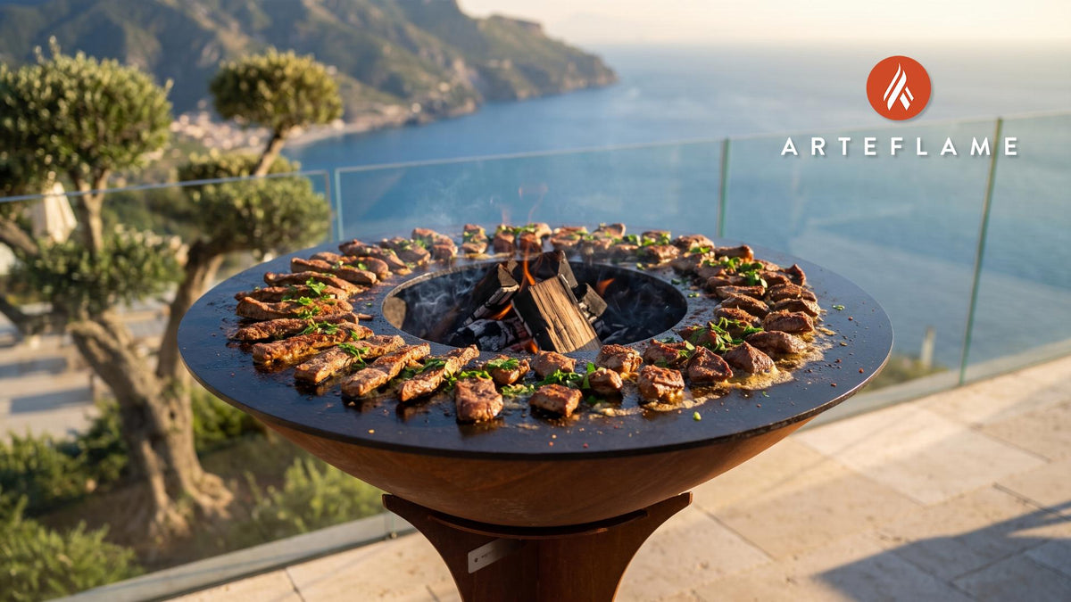 Seared Grilled Liver (Albanian Style) cooking on an Arteflame grill
