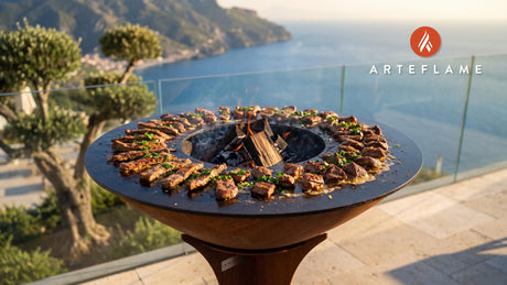 Seared Grilled Liver (Albanian Style) cooking on an Arteflame grill