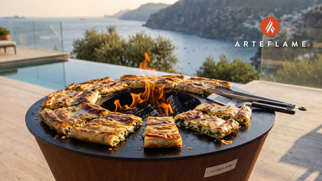 Crispy Grilled Cheese Byrek (Albanian Style) cooking on an Arteflame grill