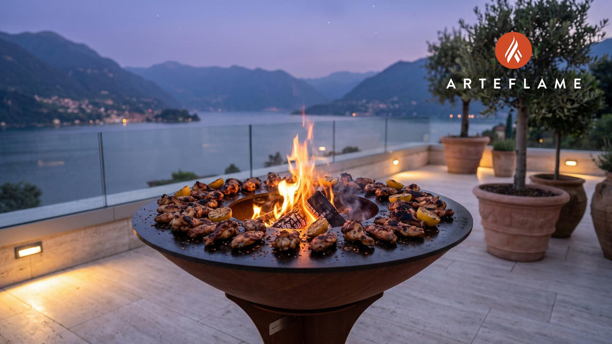 Spicy Grilled Chicken Wings (Albanian Style) cooking on an Arteflame grill